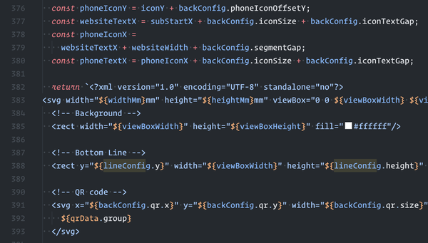 Screenshot of the code responsible for rendering the SVG file.