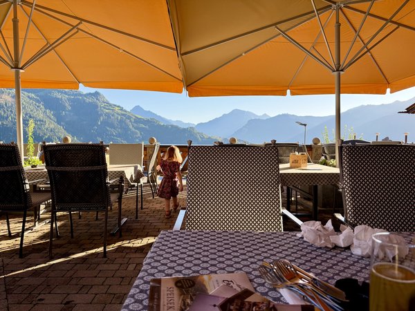 View of a terrace with mountains on the background
